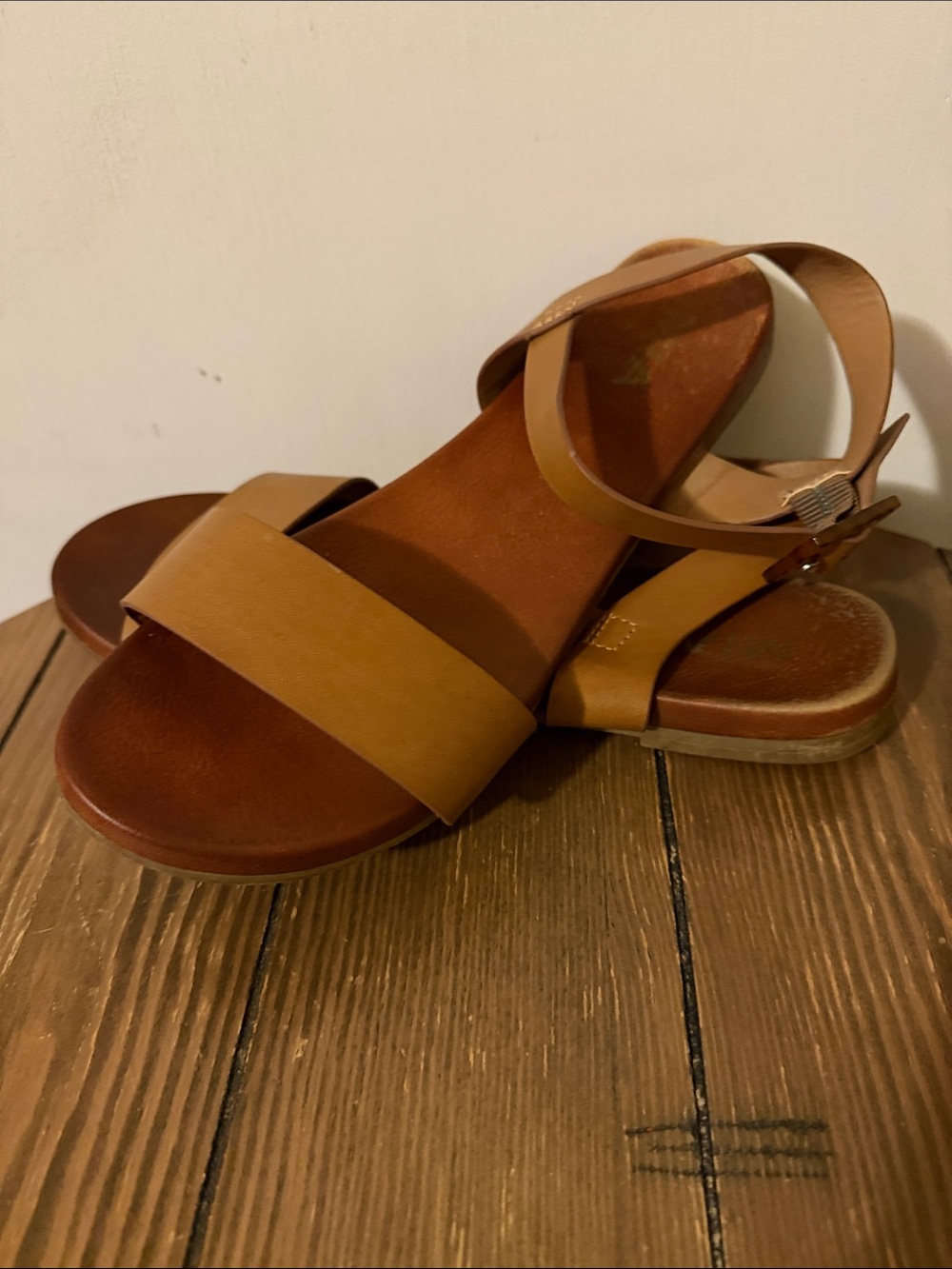 MIA Tan Strap Open-Toe Flat Sandals - Picture 3 of 4